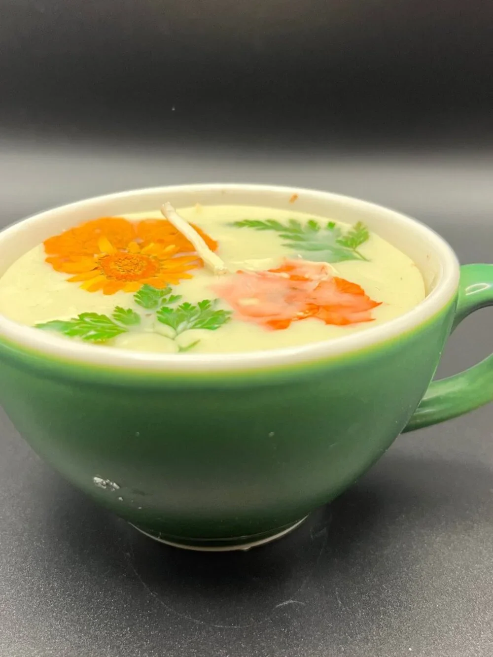 Pressed Botanical Teacup Candle Citrus Meadow